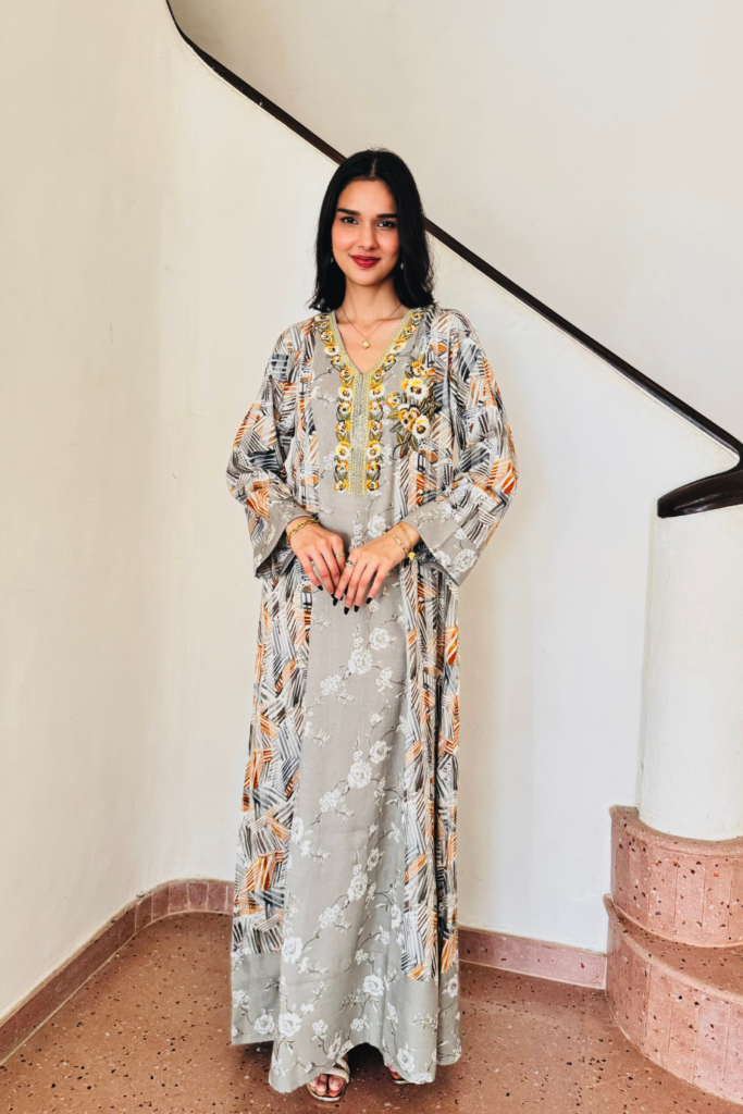 Floral Embroidered Princess Cut Kaftan