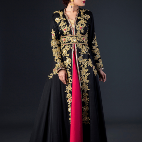 Black Embroidered Takshita