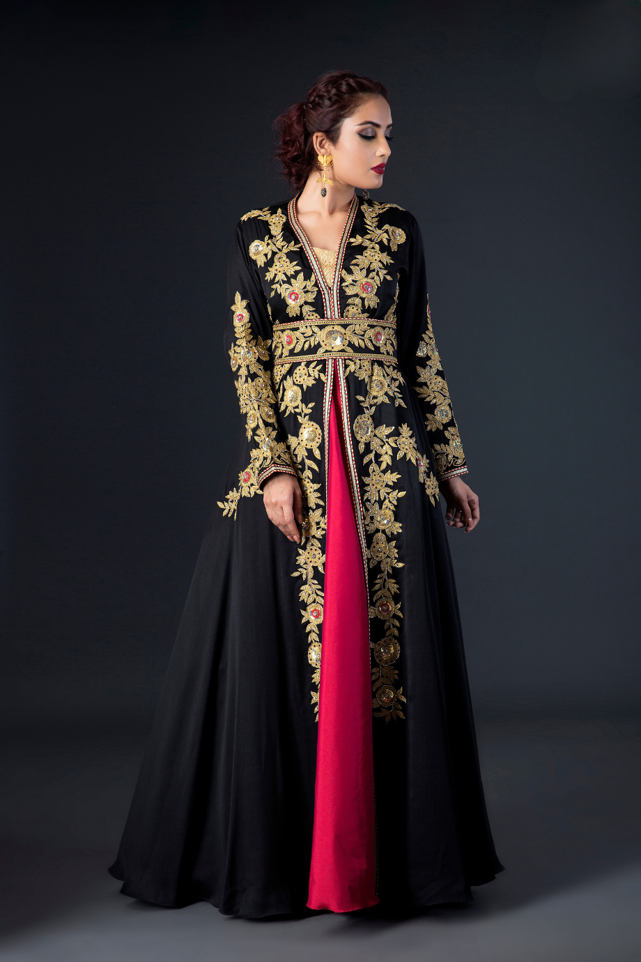 Black Embroidered Takshita